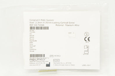 Acumed CO-T2326 Congruent Plate System 2.3mm x 26mm Locking Cortical Screw